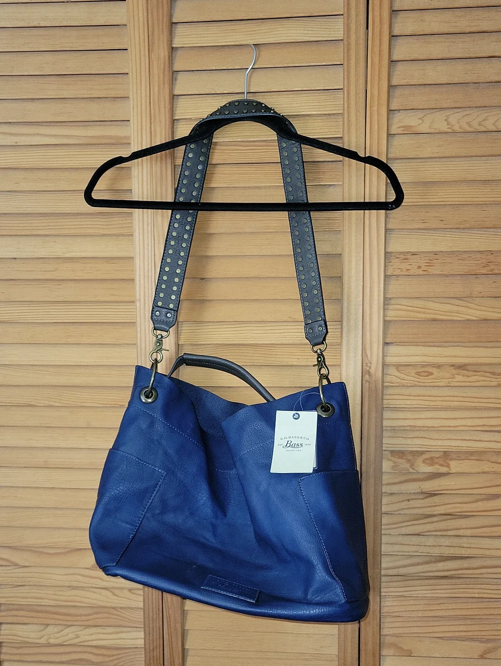 NWT G.H. Bass 2-in-1 Dark Navy Hobo Slouch Grommet Strap Shoulder Hand Bag